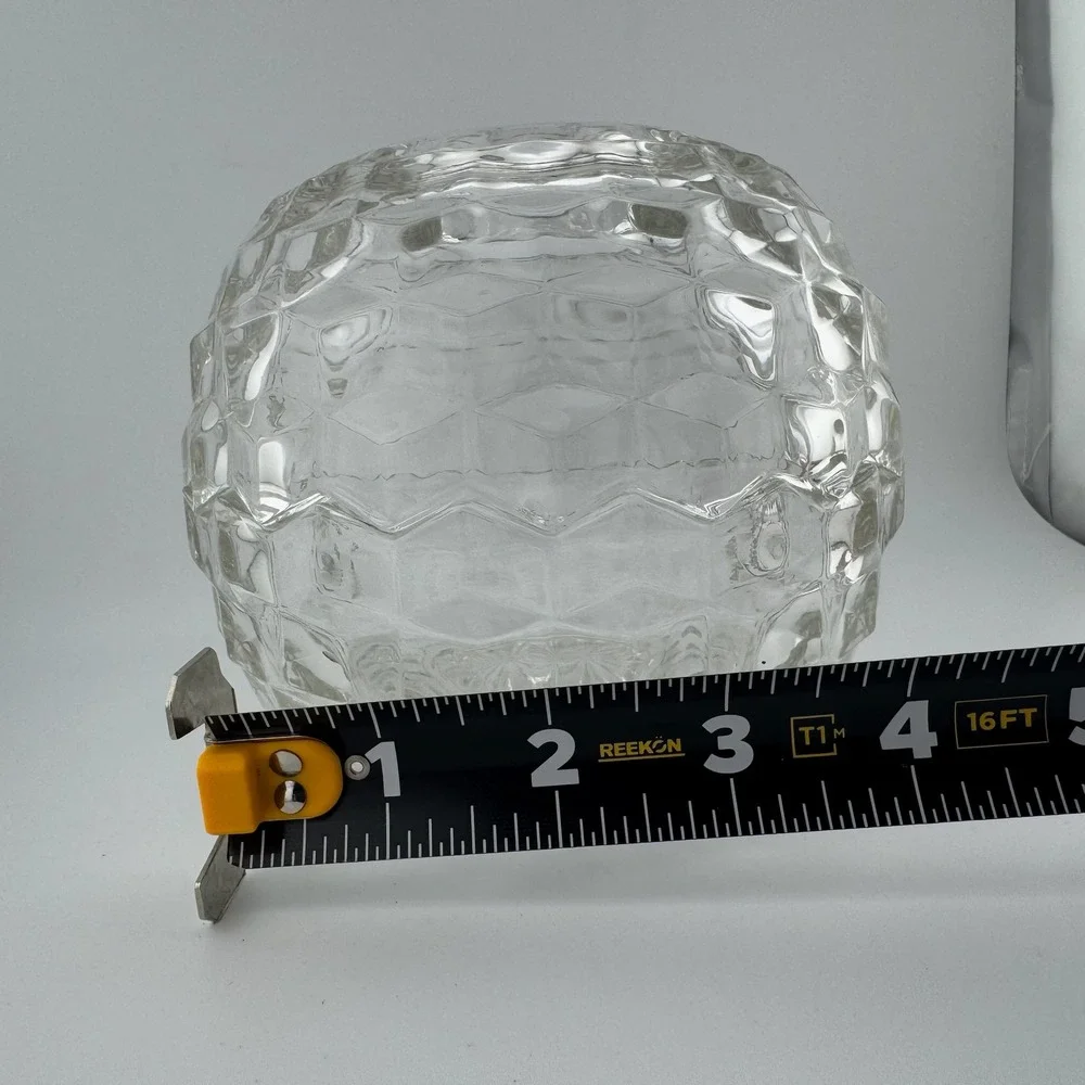 Vintage Fostoria America Glass Fairy Lamp Clear Diamond Point Honeycomb Vented‎